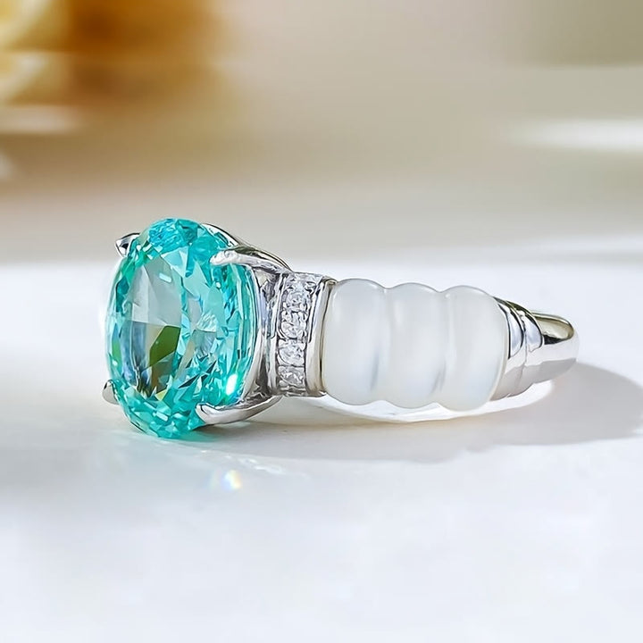 Anello Olivenorma con acquamarina taglio ovale