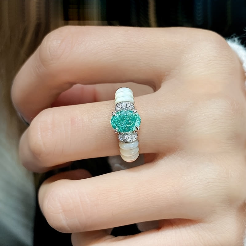 Anello Olivenorma con acquamarina taglio ovale
