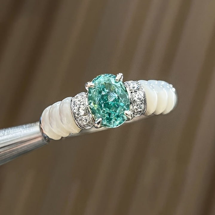 Anello Olivenorma con acquamarina taglio ovale