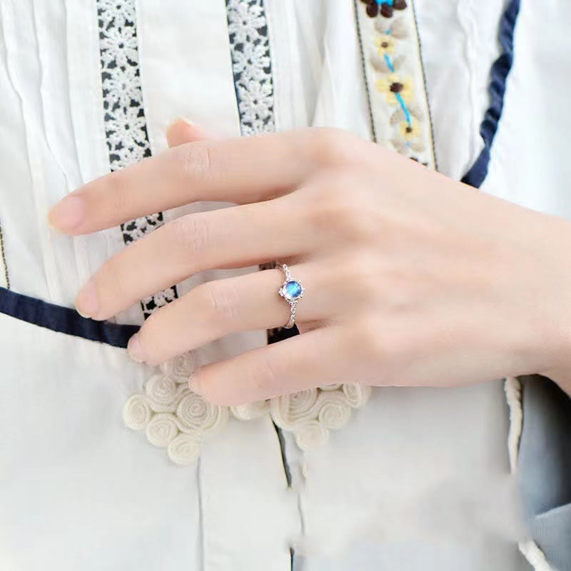 Anello Olivenorma Vintage Exquisite Blue Moonstone