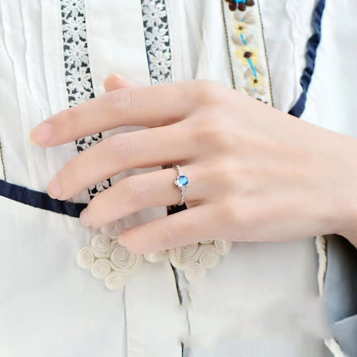 Anello Olivenorma Vintage Exquisite Blue Moonstone