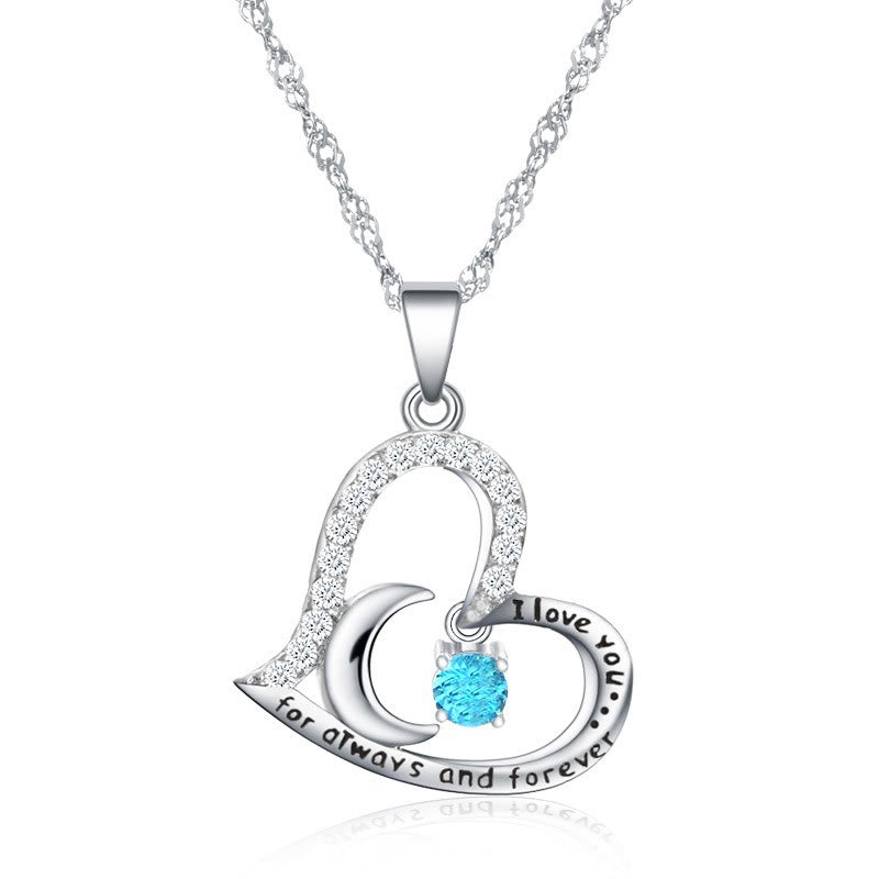 Olivenorma "Ti amo per sempre e sempre" Collana in argento S925 con pietra portafortuna - Marzo-Acquamarina - image 3