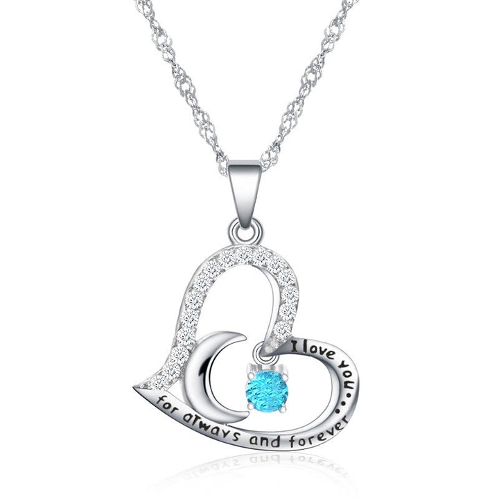 Olivenorma "Ti amo per sempre e sempre" Collana in argento S925 con pietra portafortuna - Marzo-Acquamarina - image 3