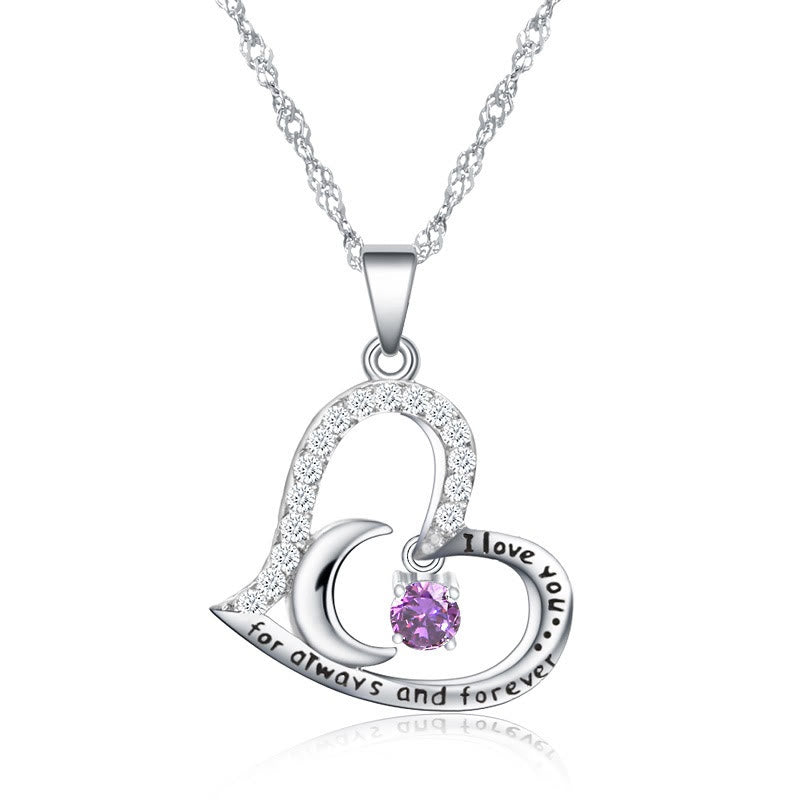 Olivenorma "Ti amo per sempre e sempre" Collana in argento S925 con pietra portafortuna - Febbraio-Ametista - image 2