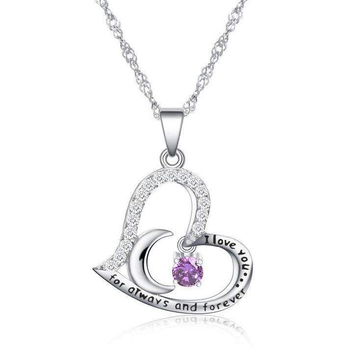 Olivenorma "Ti amo per sempre e sempre" Collana in argento S925 con pietra portafortuna - Febbraio-Ametista - image 2
