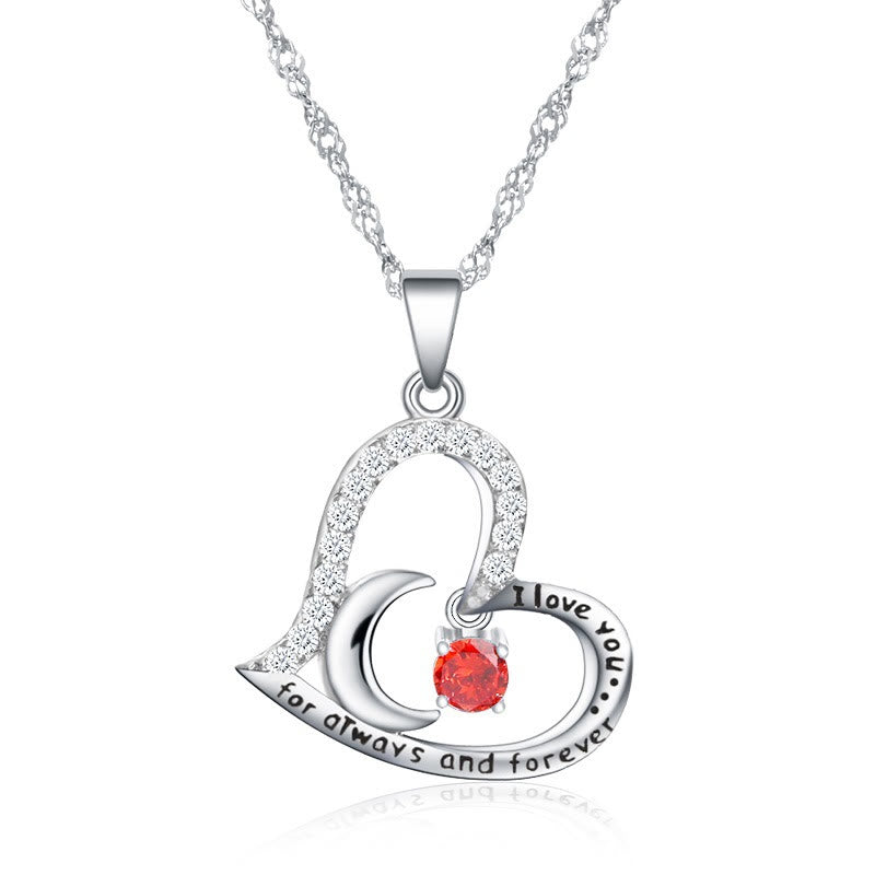 Olivenorma "Ti amo per sempre e sempre" Collana in argento S925 con pietra portafortuna - Luglio-Rubino - image 7