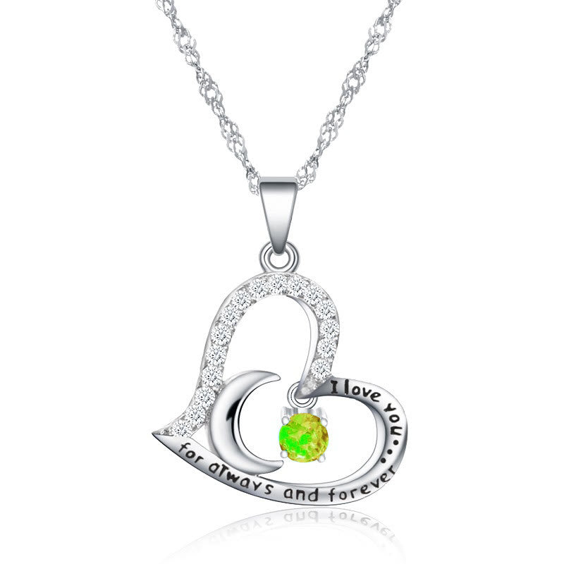 Olivenorma "Ti amo per sempre e sempre" Collana con pietra portafortuna