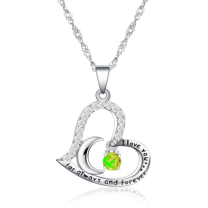 Olivenorma "Ti amo per sempre e sempre" Collana con pietra portafortuna