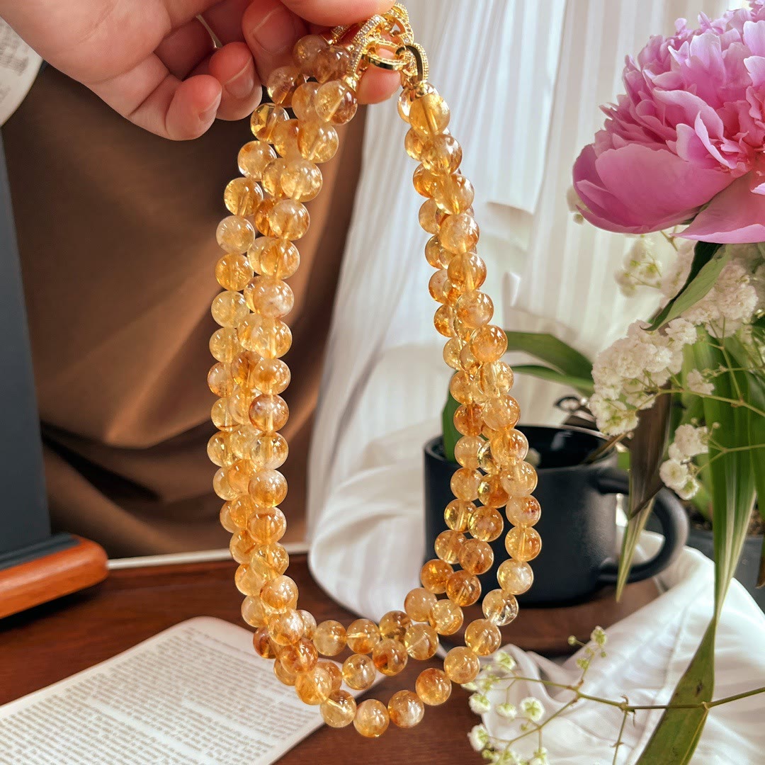 Olivenorma 10mm Bracciale Collana con Perline di Citrino Naturale
