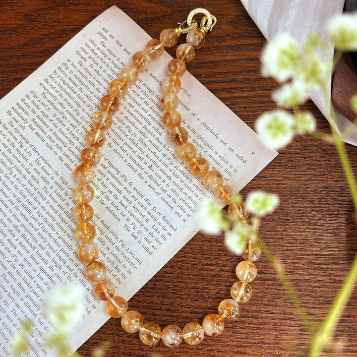 Olivenorma 10mm Bracciale Collana con Perline di Citrino Naturale
