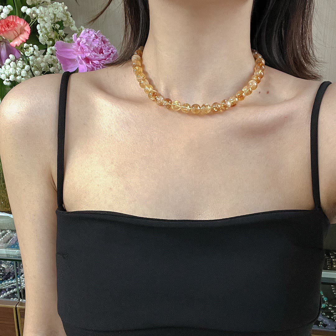 Olivenorma 10mm Bracciale Collana con Perline di Citrino Naturale