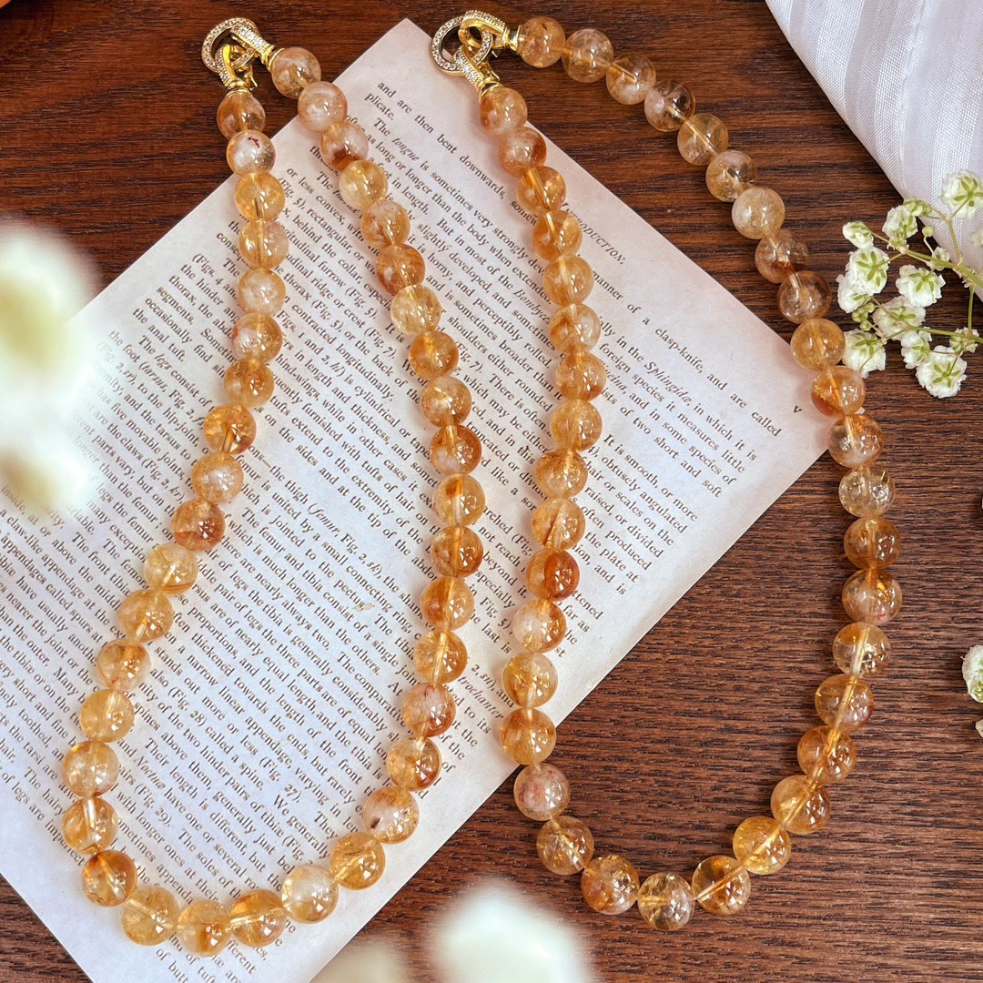 Olivenorma 10mm Bracciale Collana con Perline di Citrino Naturale