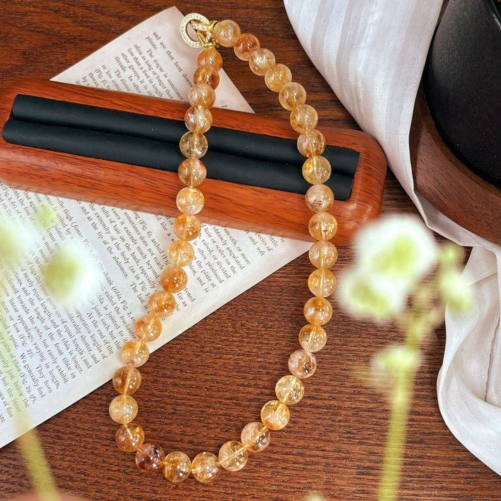 Olivenorma 10mm Bracciale Collana con Perline di Citrino Naturale