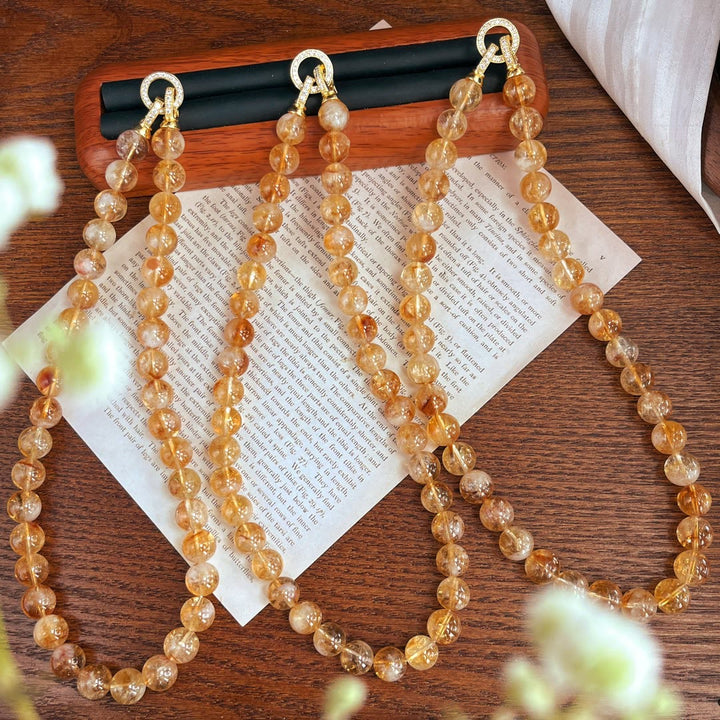 Olivenorma 10mm Bracciale Collana con Perline di Citrino Naturale