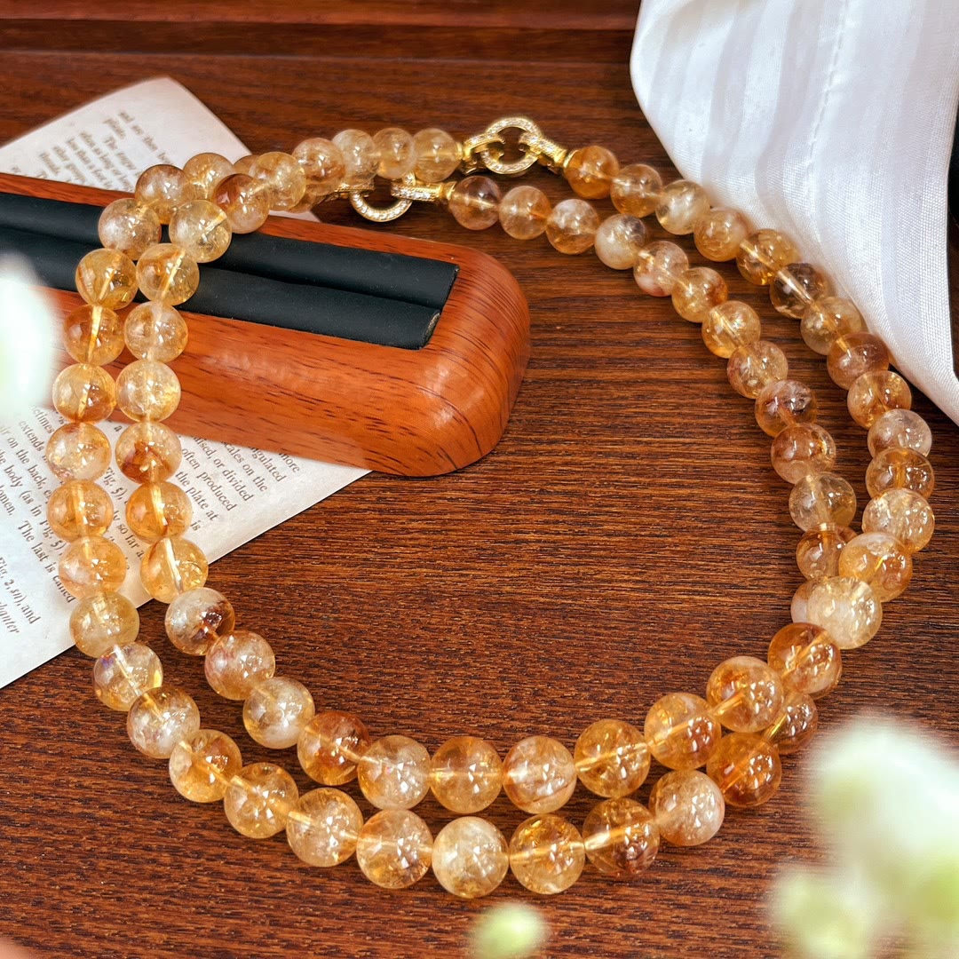 Olivenorma 10mm Bracciale Collana con Perline di Citrino Naturale