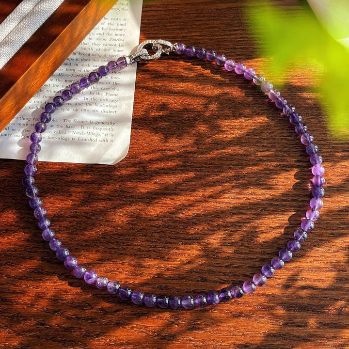 Collana di perle di ametista naturale Olivenorma da 6/8 mm