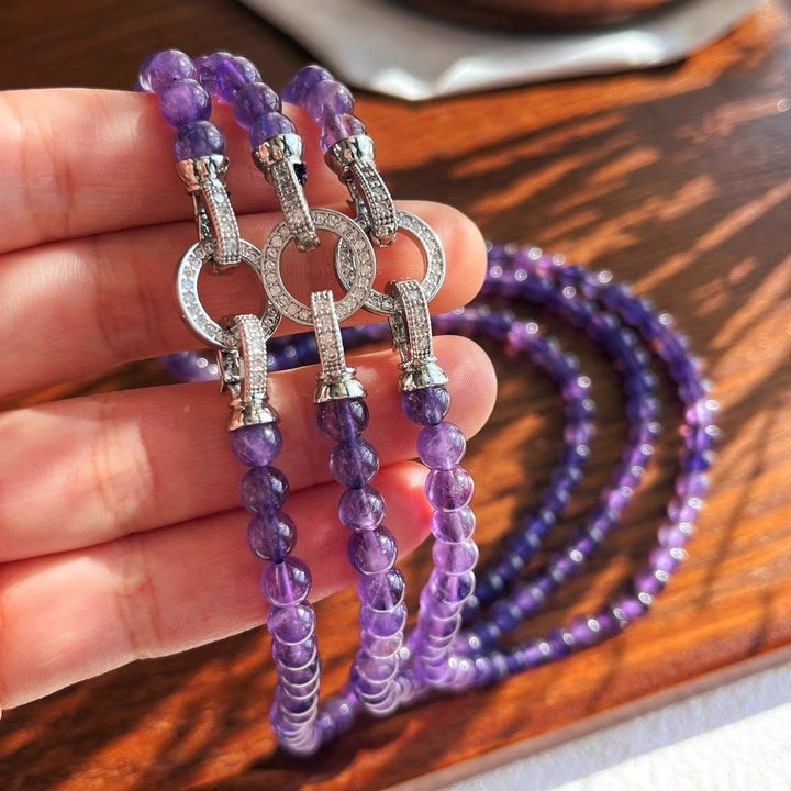 Collana di perle di ametista naturale Olivenorma da 6/8 mm