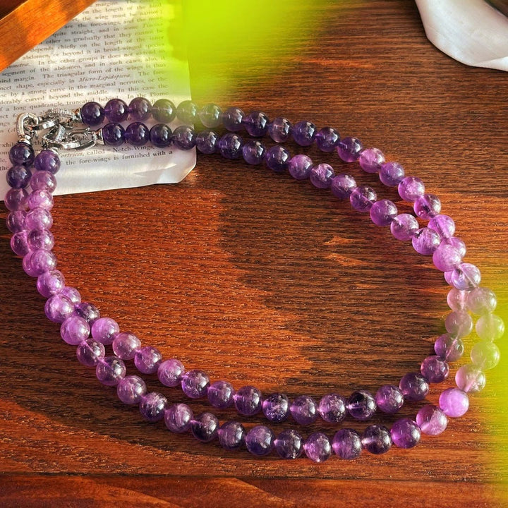 Collana di perle di ametista naturale Olivenorma da 6/8 mm