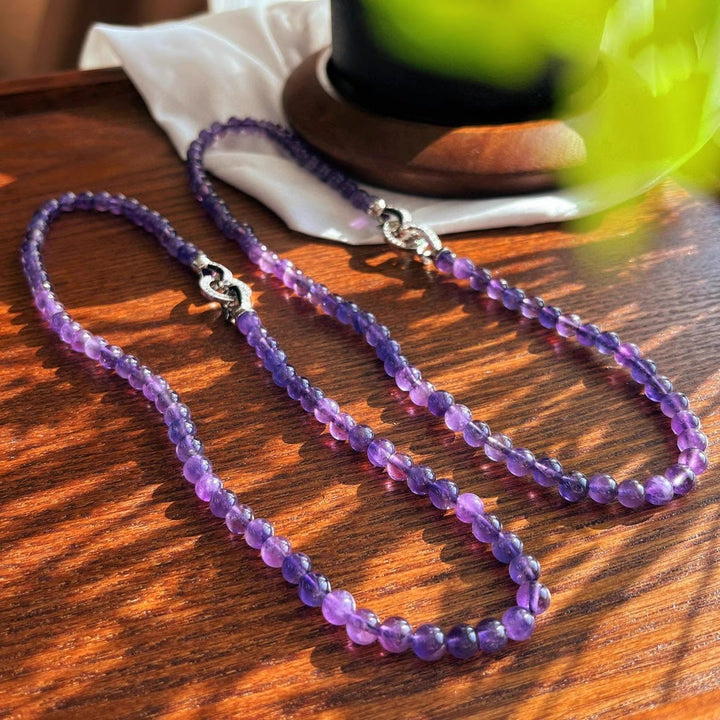 Collana di perle di ametista naturale Olivenorma da 6/8 mm