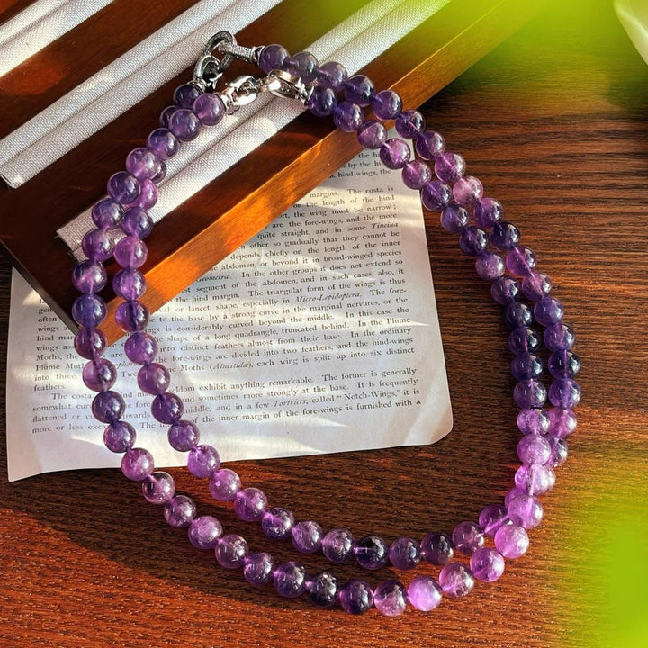Collana di perle di ametista naturale Olivenorma da 6/8 mm