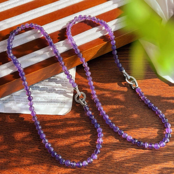 Collana di perle di ametista naturale Olivenorma da 6/8 mm