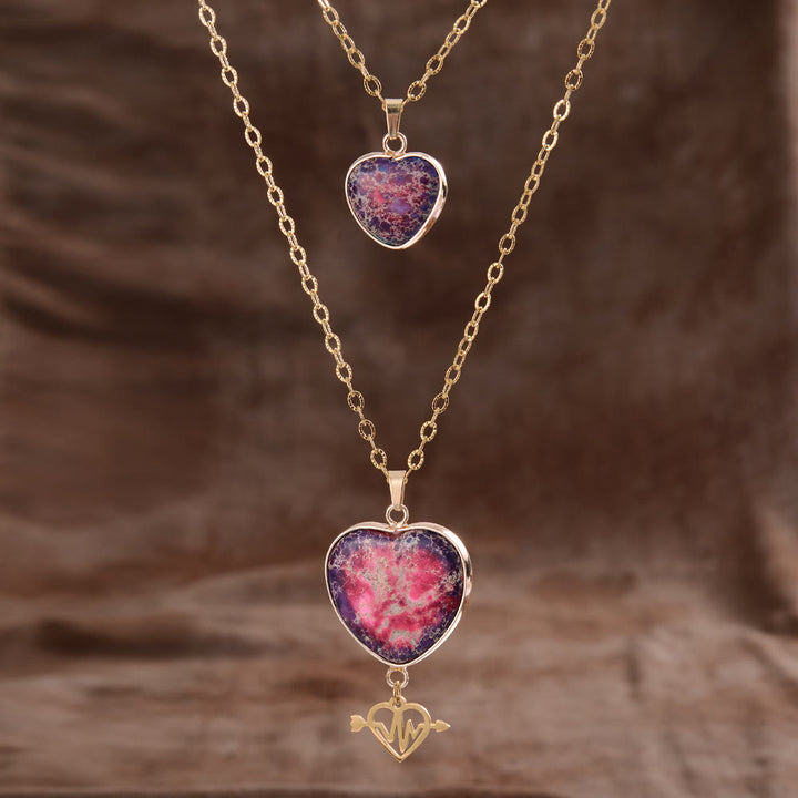 Collana con ciondolo a doppia catena in pietra naturale Olivenorma