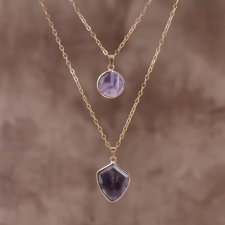 Collana con ciondolo a doppia catena in pietra naturale Olivenorma