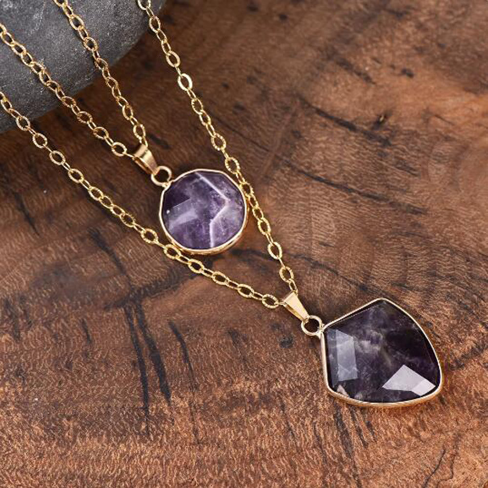Collana con ciondolo a doppia catena in pietra naturale Olivenorma