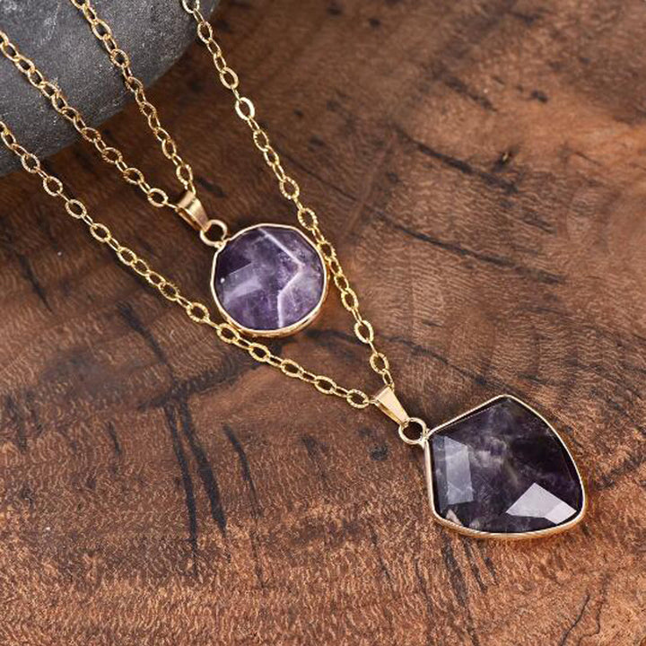 Collana con ciondolo a doppia catena in pietra naturale Olivenorma