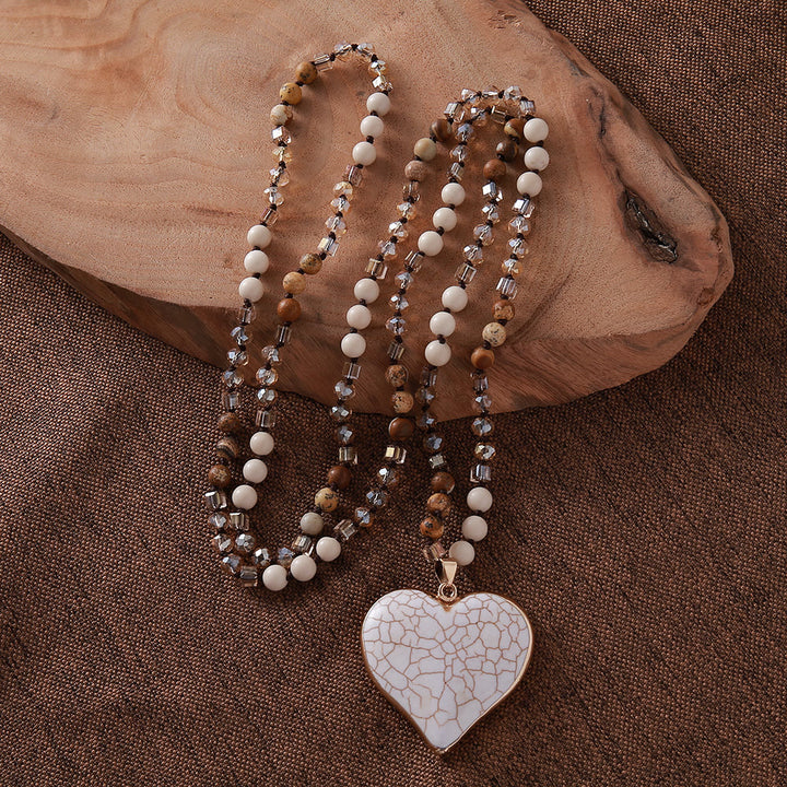Collana con ciondolo a forma di cuore in turchese bianco naturale Olivenorma