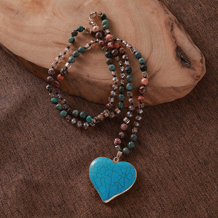 Collana con ciondolo a forma di cuore in turchese bianco naturale Olivenorma