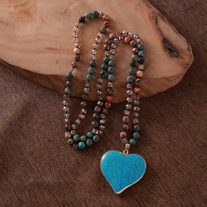 Collana con ciondolo a forma di cuore in turchese bianco naturale Olivenorma