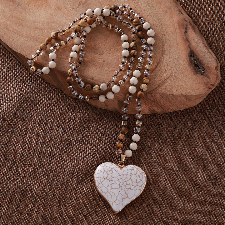 Collana con ciondolo a forma di cuore in turchese bianco naturale Olivenorma