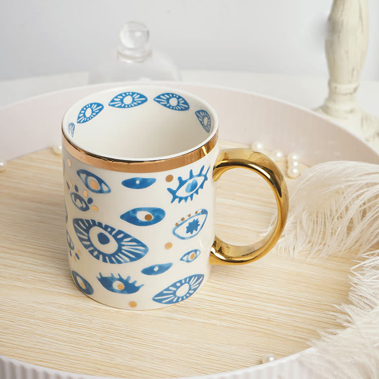 Tazza da tè in ceramica con mano di Hamsa e occhio malvagio Olivenorma