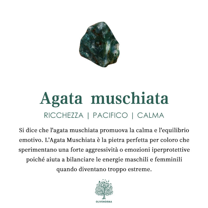 Olivenorma Elegante anello regolabile a forma di foglia in agata muschiata