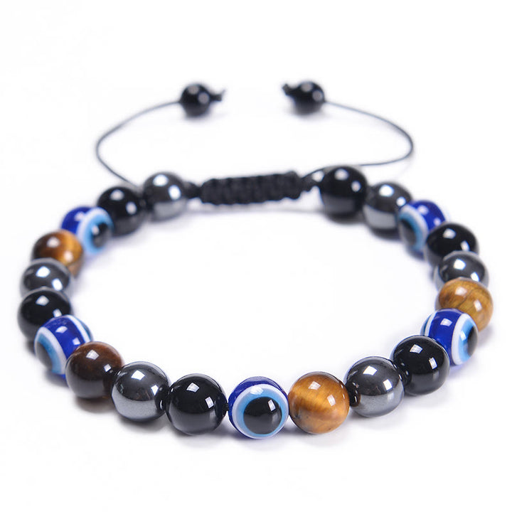 Bracciale Olivenorma in ossidiana, ematite, blu e rosso, occhio di tigre