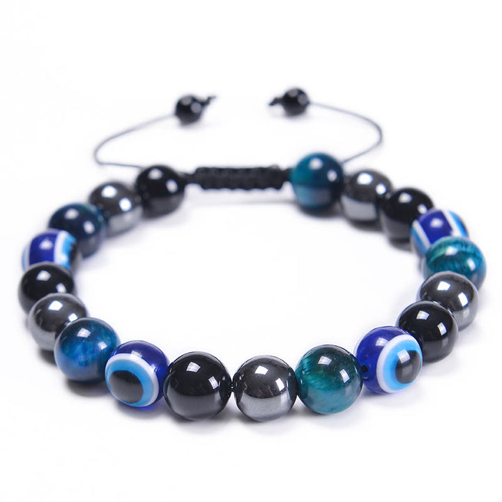 Bracciale Olivenorma in ossidiana, ematite, blu e rosso, occhio di tigre