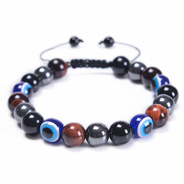 Bracciale Olivenorma in ossidiana, ematite, blu e rosso, occhio di tigre