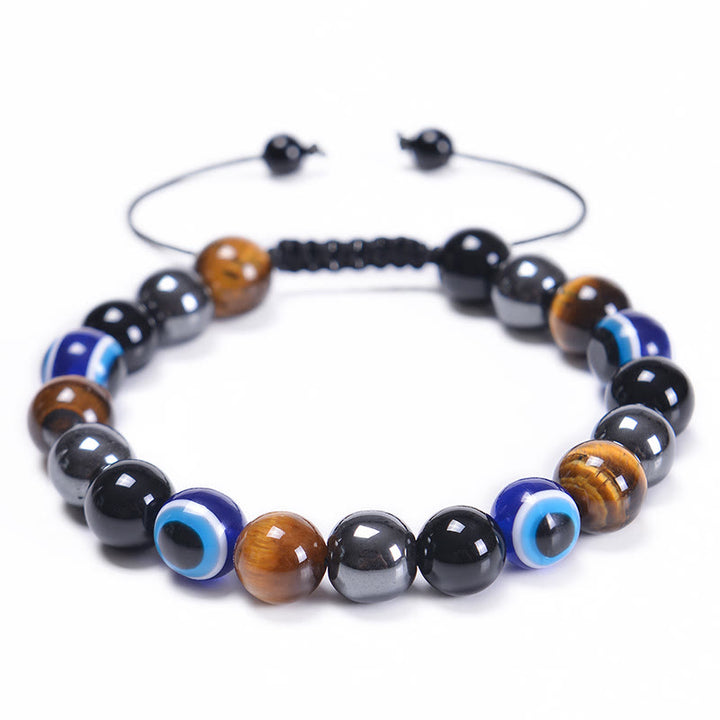 Bracciale Olivenorma in ossidiana, ematite, blu e rosso, occhio di tigre