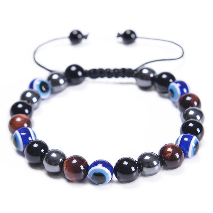 Bracciale Olivenorma in ossidiana, ematite, blu e rosso, occhio di tigre