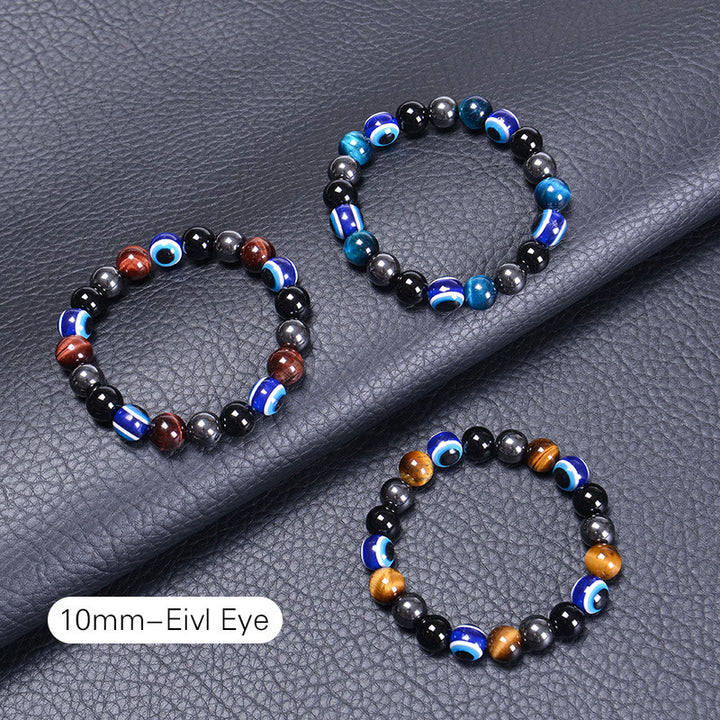 Bracciale Olivenorma in ossidiana, ematite, blu e rosso, occhio di tigre