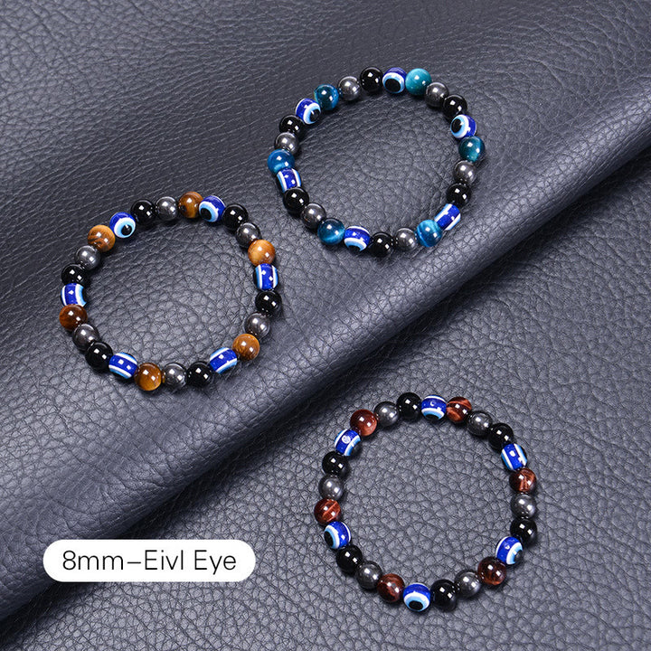 Bracciale Olivenorma in ossidiana, ematite, blu e rosso, occhio di tigre