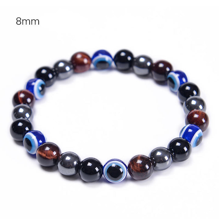 Bracciale Olivenorma in ossidiana, ematite, blu e rosso, occhio di tigre