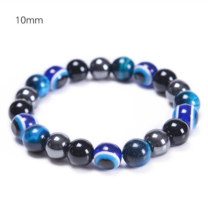 Bracciale Olivenorma in ossidiana, ematite, blu e rosso, occhio di tigre