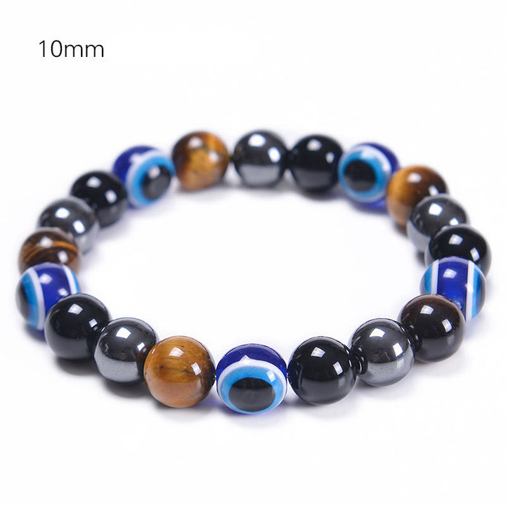 Bracciale Olivenorma in ossidiana, ematite, blu e rosso, occhio di tigre