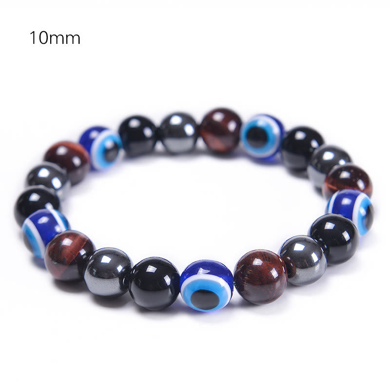 Bracciale Olivenorma in ossidiana, ematite, blu e rosso, occhio di tigre