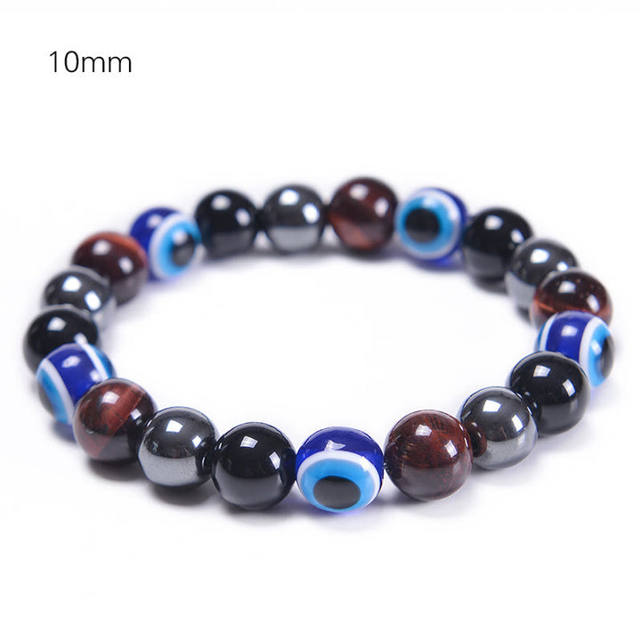 Bracciale Olivenorma in ossidiana, ematite, blu e rosso, occhio di tigre