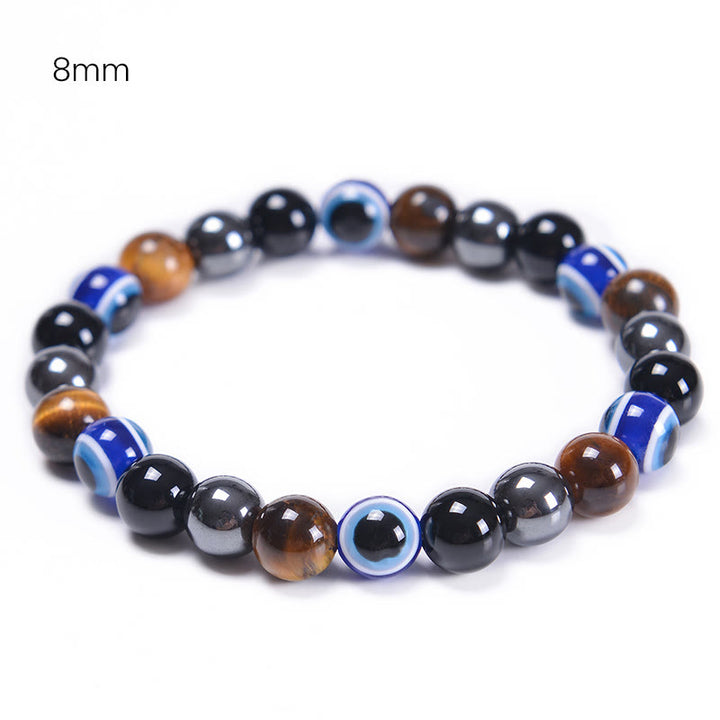 Bracciale Olivenorma in ossidiana, ematite, blu e rosso, occhio di tigre
