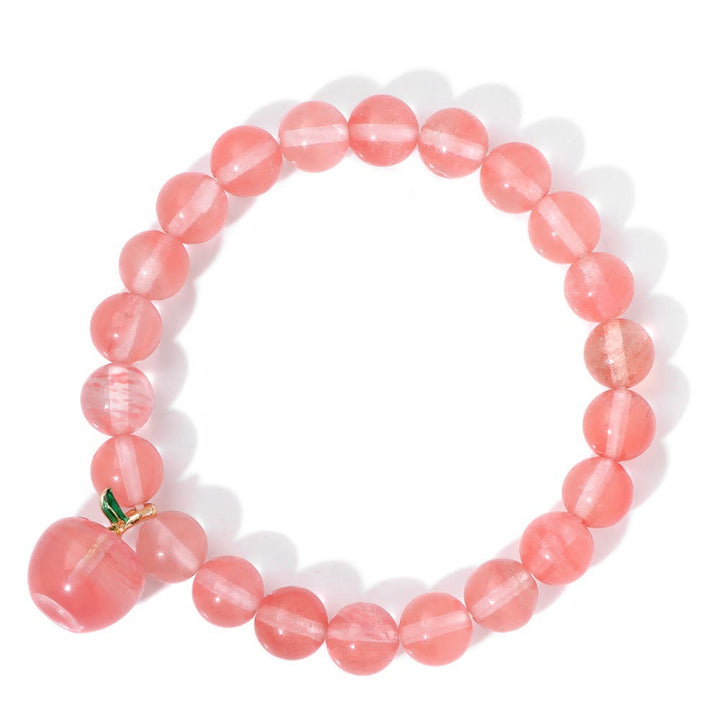 Olivenorma Bracciale con ciondolo a forma di mela in perline di pietra naturale da 8 mm