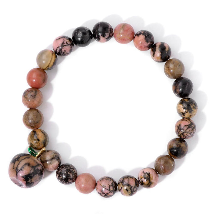 Olivenorma Bracciale con ciondolo a forma di mela in perline di pietra naturale da 8 mm